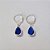 BRINCO FOLHEADO A PRATA COM 50 MILÉSIMOS + VERNIZ DIAMOND ARGOLA DE PRESSÃO FORMATO GOTA PEDRA CRISTAL AZUL 8MM (PAR) PRBR000619 - Imagem 1