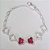 PULSEIRA FOLHEADA A PRATA COM 50 MILÉSIMOS + VERNIZ DIAMOND 17CM COM 4 TREVO DE VIDRO TRANSPARENTE  E 2 BORBOLETAS DE VIDRO ROSA 12MM + EXTENSOR FECHO LAGOSTA PRPS000662 - Imagem 1