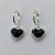 BRINCO FOLHEADO A PRATA COM 50 MILÉSIMOS + VERNIZ DIAMOND ARGOLA DE PRESSÃO CORAÇÃO PRETO VIDRO 11MM (PRA204)* PRBR000752 - Imagem 1