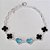 PULSEIRA FOLHEADA A PRATA COM 50 MILÉSIMOS + VERNIZ DIAMOND 17CM 4 TREVO PRETO 10MM E 2 CORAÇÕES VIDRO AZUL 13MM +EXTENSOR PRPS000690 - Imagem 1
