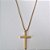 GARGANTILHA EM AÇO INOXIDÁVEL CORRENTE DOURADA 65CM PINGENTE CRUCIFIXO LISO 41X22MM FECHO LAGOSTA ACGG000169 - Imagem 1