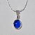 CONJUNTO FOLHEADO A PRATA COM 50 MILÉSIMOS  + VERNIZ DIAMOND CORRENTE L-11 42CM PINGENTE PEDRA CRISTAL AZUL 8MM E BRINCOS COM ARGOLA DE PRESSÃO PEDRA CRISTAL AZUL 8MM PRCJ000072 - Imagem 2