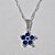 GARGANTILHA FOLHEADA A PRATA COM 50 MILÉSIMOS + VERNIZ DIAMOND CORRENTE VENEZIANA 45CM PINGENTE FLOR COM PEDRAS EM ZIRCÔNIAS AZUL ESCURA 12MM PRGG001113 - Imagem 2