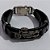 PULSEIRA EM AÇO INOXIDÁVEL 316L COM MOTO E CINTA EM COURO 18CM LARGURA 14MM COM TRAVA ACPS000431 - Imagem 1