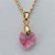 GARGANTILHA FOLHEADA A OURO CORRENTE 45CM COM PINGENTE CORAÇÃO EM ZIRCÔNIA ROSA 9X9MM FECHO REDONDO OUGG000095 - Imagem 2