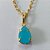 GARGANTILHA FOLHEADA A OURO CORRENTE CADEADO 42CM PINGENTE ZIRCÔNIA AZUL LEITOSO 7X10MM FECHO REDONDO OUGG000104 - Imagem 2