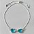 PULSEIRA FOLHEADA A PRATA COM 50 MILÉSIMOS + VERNIZ DIAMOND AJUSTÁVEL CORAÇÕES VIDRO AZUÍS 13MM PRPS000933 - Imagem 1