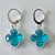 BRINCO FOLHEADO A PRATA COM 50 MILÉSIMOS + VERNIZ DIAMOND - BRINCO ARGOLINHA DE PRESSÃO (TRANQUETA)TREVO AZUL VIDRO 13MM (PRA393) PRBR000876 - Imagem 2