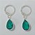 BRINCO FOLHEADO A PRATA COM 50 MILÉSIMOS + VERNIZ DIAMOND ARGOLA DE PRESSÃO FORMATO GOTA PEDRA CRISTAL VERDE 11MM PRBR000927 - Imagem 1