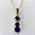 GARGANTILHA FOLHEADA A OURO 5 MILÉSIMOS + VERNIZ DIAMOND - CORRENTE VENEZIANA 42CM COM TRÊS PEDRAS EM ZIRCÔNIA AZUL 25MM - FECHO REDONDO (OURO019) OUGG000115 - Imagem 2