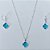 CONJUNTO FOLHEADO A PRATA COM 50 MILÉSIMOS  + VERNIZ DIAMOND CORRENTE SINGAPURA 45CM PINGENTE E BRINCOS ARGOLA DE PRESSÃO TREVO AZUL VIDRO 10MM PRCJ000096 - Imagem 1