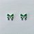BRINCO FOLHEADO A PRATA COM 50 MILÉSIMOS + VERNIZ DIAMOND BRINCO DE PINO LAÇO COM MICRO ZIRCÔNIAS VERDES 11MM PRBR000978 - Imagem 1