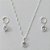 CONJUNTO FOLHEADO A PRATA COM 50 MILÉSIMOS + VERNIZ DIAMOND CORRENTE SINGAPURA 45CM PINGENTE E BRINCO COM ARGOLA DE PRESSÃO ZIRCÔNIA CRISTAL 8MM PRCJ000099 - Imagem 1