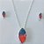 CONJUNTO FOLHEADO A PRATA COM 50 MILÉSIMOS  + VERNIZ DIAMOND CORRENTE SINGAPURA 45CM PINGENTE E BRINCO PINO 6MM ZIRCÔNIA DUAS CORES VERMELHA E AZUL 14X30MM PRCJ000106 - Imagem 1