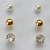 BRINCO DE TRIO FOLHEADO A OURO - BANHADO COM 5 MILÉSIMOS + VERNIZ DIAMOND - BRINCO DE PINO TRIO PÉROLA / BOLINHA / ZIRCÔNIA (OURO060) OUBR000123 - Imagem 1