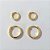 BRINCO FOLHEADO A OURO - BANHADO COM 5 MILÉSIMOS + VERNIZ DIAMOND - TRIO DE BRINCO DE ARGOLA COM TRAVA (TIPO CARTIER) 13/9MM - (OURO106) OUBR000155 - Imagem 1