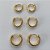 BRINCO FOLHEADO A OURO - BANHADO COM 5 MILÉSIMOS + VERNIZ DIAMOND - BRINCO DE TRIO ARGOLA CRAVEJADO EM MICROS ZIRCÔNIAS 9/11/13MM - (OURO174) OUBR000173 - Imagem 1