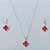 CONJUNTO FOLHEADO A PRATA COM 50 MILÉSIMOS  + VERNIZ DIAMOND CORRENTE 45CM PINGENTE E BRINCOS ARGOLA DE PRESSÃO TREVO VERMELHO VIDRO 10MM PRCJ000117 - Imagem 1