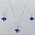 CONJUNTO FOLHEADO A PRATA COM 50 MILÉSIMOS  + VERNIZ DIAMOND CORRENTE 45CM PINGENTE E BRINCOS ARGOLA DE PRESSÃO TREVO AZUL ESCURO VIDRO 10MM PRCJ000121 - Imagem 1