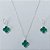 CONJUNTO FOLHEADO A PRATA COM 50 MILÉSIMOS + VERNIZ DIAMOND CORRENTE 45CM PINGENTE E BRINCOS ARGOLA DE PRESSÃO TREVO VERDE VIDRO 10MM PRCJ000122 - Imagem 1