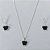 CONJUNTO FOLHEADO A PRATA COM 50 MILÉSIMOS + VERNIZ DIAMOND CORRENTE 45CM PINGENTE E BRINCOS ARGOLA DE PRESSÃO BORBOLETA PRETA VIDRO 11MM PRCJ000123 - Imagem 1