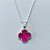 CONJUNTO FOLHEADO A PRATA COM 50 MILÉSIMOS + VERNIZ DIAMOND CORRENTE L-11 45CM PINGENTE E BRINCOS TREVO ROSA 10MM VIDRO PRCJ000125 - Imagem 2