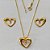 CONJUNTO FOLHEADO A OURO - BANHADO COM 5 MILÉSIMOS + VERNIZ DIAMOND - (CJB777) CONJUNTO COM CORRENTE VENEZIANA 45CM E PINGENTES CORAÇÃO VAZADOS 16MM - FECHO REDONDO - (OURO181) OUCJ000034 - Imagem 1