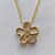 CONJUNTO FOLHEADO A OURO - BANHADO COM 5 MILÉSIMOS + VERNIZ DIAMOND - (CJA740) CONJUNTO COM CORRENTE VENEZIANA 45CM E PINGENTES FLOR VAZADA CRAVEJADAS EM MICROS ZIRCÔNIAS 14MM - FECHO REDONDO - (OURO182) OUCJ000035 - Imagem 2