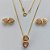 CONJUNTO FOLHEADO A OURO - BANHADO COM 5 MILÉSIMOS + VERNIZ DIAMOND - CONJUNTO COM CORRENTE VENEZIANA 45CM E PINGENTES CORAÇÃO DUPLO COM ZIRCÔNIA AZUL 9X18MM - FECHO REDONDO - (OURO184) OUCJ000036 - Imagem 1