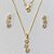 CONJUNTO FOLHEADO A OURO - BANHADO COM 5 MILÉSIMOS + VERNIZ DIAMOND -CONJUNTO COM CORRENTE VENEZIANA 45CM E PINGENTES COM PEDRAS EM ZIRCÔNIAS CRISTAIS 6X20MM - FECHO REDONDO - (OURO185)OUCJ000037 - Imagem 1