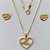 CONJUNTO FOLHEADO A OURO - BANHADO COM 5 MILÉSIMOS + VERNIZ DIAMOND -CONJUNTO COM CORRENTE VENEZIANA 45CM E PINGENTE CORAÇÃO VAZADO CRAVEJADO EM MICROS ZIRCÔNIAS 11X14MM - FECHO REDONDO - (OURO189) OUCJ000038 - Imagem 1