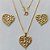 CONJUNTO FOLHEADO A OURO - BANHADO COM 5 MILÉSIMOS + VERNIZ DIAMOND - CONJUNTO COM CORRENTE VENEZIANA 45CM E PINGENTES CORAÇÃO VAZADO CRAVEJADO EM MICROS ZIRCÔNIAS 19MM - FECHO REDONDO - (OURO192) OUCJ000040 - Imagem 1