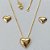 CONJUNTO FOLHEADO A OURO - BANHADO COM 5 MILÉSIMOS + VERNIZ DIAMOND - CONJUNTO COM CORRENTE VENEZIANA 45CM E PINGENTES CORAÇÕES LISOS 15MM - FECHO REDONDO - (OURO194) OUCJ000041 - Imagem 1