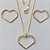 CONJUNTO FOLHEADO A OURO - BANHADO COM 5 MILÉSIMOS + VERNIZ DIAMOND -  CONJUNTO COM CORRENTE VENEZIANA 45CM E PINGENTES CORAÇÕES VAZADOS COM ZIRCÔNIAS 21X25MM - FECHO REDONDO - (OURO196) OUCJ000043 - Imagem 1