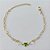 PULSEIRA FOLHEADA A OURO - BANHADO COM 3 MILÉSIMOS + VERNIZ DIAMOND 17CM CORAÇÃO COM PEDRA CRISTAL VERDE E CORAÇÕES VAZADOS + EXTENSOR OUPS000040 - Imagem 1