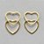 BRINCO FOLHEADO A OURO - BANHADO COM 5 MILÉSIMOS + VERNIZ DIAMOND - BRINCO DE PINO CORAÇÃO DUPLO VAZADO 13MM - (OURO223) OUBR000193 - Imagem 1