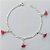PULSEIRA FOLHEADO A PRATA COM 50 MILÉSIMOS + VERNIZ DIAMOND - PULSEIRA 19CM COM FLORES ROSA (PRA039) PRPS001070 - Imagem 1