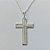 GARGANTINHA FOLHEADA A PRATA COM 50 MILÉSIMOS + VERNIZ DIAMOND CORRENTE CADEADO 45CM COM PINGENTE CRUCIFIXO DESENHADO VAZADO 21X35MM (PRA069) PRGG001378 - Imagem 2