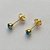 BRINCO FOLHEADO A OURO - BANHADO COM 5 MILÉSIMOS + VERNIZ DIAMOND -  BRINCO DE PINO STRASS AZUL CLARO 3MM - (OURO253)OUBR000210 - Imagem 2