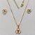 CONJUNTO FOLHEADO A OURO - BANHADO COM 5 MILÉSIMOS + VERNIZ DIAMOND - CONJUNTO INFANTIL COM CORRENTE VENEZIANA 45CM E BRINCOS DE PINO COM PINGENTES DE FLORZINHA- (OURO260) OUCJ000046 - Imagem 1