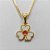 CONJUNTO FOLHEADO A OURO - BANHADO COM 5 MILÉSIMOS + VERNIZ DIAMOND - CONJUNTO INFANTIL COM CORRENTE VENEZIANA 45CM E BRINCOS DE PINO COM PINGENTES DE FLORZINHA- (OURO260) OUCJ000046 - Imagem 2