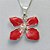 CONJUNTO FOLHEADO A PRATA COM 50 MILÉSIMOS + VERNIZ DIAMOND - CONJUNTO COM CORRENTE VENEZIANA 45CM -BRINCOS DE PINO E PINGENTES EM FLORES ESMALTADAS VERMELHA 16X19MM - (PRA110)PRCJ000132 - Imagem 2