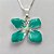 CONJUNTO FOLHEADO A PRATA COM 50 MILÉSIMOS + VERNIZ DIAMOND - CONJUNTO COM CORRENTE VENEZIANA 45CM -BRINCOS DE PINO E PINGENTES EM FLORES ESMALTADAS VERDE 16X19MM (PRA111) PRCJ000134 - Imagem 2