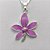 CONJUNTO FOLHEADO A PRATA COM 50 MILÉSIMOS + VERNIZ DIAMOND - CONJUNTO COM CORRENTE VENEZIANA 45CM - BRINCOS DE PINO E PINGENTES EM FLORES ESMALTADAS LILÁS 21X23MM (PRA114) PRCJ000137 - Imagem 2