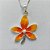 CONJUNTO FOLHEADO A PRATA COM 50 MILÉSIMOS + VERNIZ DIAMOND - CONJUNTO COM CORRENTE VENEZIANA 45CM - BRINCOS DE PINO E PINGENTES EM FLORES ESMALTADAS LARANJA 21X23MM (PRA115) PRCJ000138 - Imagem 2