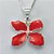 CONJUNTO FOLHEADO A PRATA COM 50 MILÉSIMOS + VERNIZ DIAMOND - CONJUNTO COM CORRENTE VENEZIANA 45CM - BRINCOS DE PINO E PINGENTES EM FLORES ESMALTADAS VERMELHAS 19X16MM - (PRA135)PRCJ000142 - Imagem 2