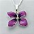 CONJUNTO FOLHEADO A PRATA COM 50 MILÉSIMOS + VERNIZ DIAMOND - CONJUNTO COM CORRENTE VENEZIANA 45CM - BRINCOS DE PINO E PINGENTES EM FLORES ESMALTADAS ROXAS COM PRETO 19X16MM - (PRA137)PRCJ000144 - Imagem 2