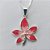 CONJUNTO FOLHEADO A PRATA COM 50 MILÉSIMOS + VERNIZ DIAMOND - CONJUNTO COM CORRENTE VENEZIANA 45CM - BRINCOS DE PINO E PINGENTES EM FLORES ESMALTADAS ROSAS 19X16MM - (PRA138) PRCJ000145 - Imagem 2
