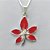 CONJUNTO FOLHEADO A PRATA COM 50 MILÉSIMOS + VERNIZ DIAMOND - CONJUNTO COM CORRENTE VENEZIANA 45CM - BRINCOS DE PINO E PINGENTES EM FLORES ESMALTADAS VERMELHAS 24X21MM - (PRA141) PRCJ000148 - Imagem 2