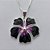 CONJUNTO FOLHEADO A PRATA COM 50 MILÉSIMOS + VERNIZ DIAMOND - CONJUNTO COM CORRENTE VENEZIANA 45CM - BRINCOS DE PINO E PINGENTES EM FLORES ESMALTADAS PRETA COM ROXO  17X20MM - PRA160 PRCJ000153 - Imagem 2